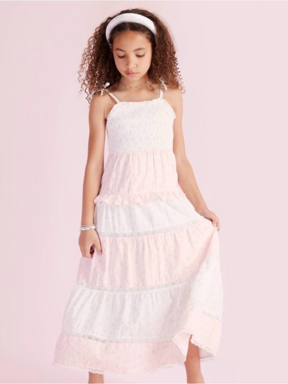Target x love shack fancy Girls' Pink and White Tiered Sundress